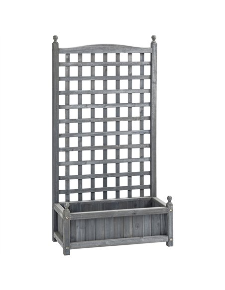 Outsunny Garden Planters with Trellis for Climbing Vines, Wood Raised Beds for Garden, Flower Pot, Indoor Outdoor, Grey - pic 186962 | FastDaddyshop