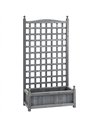 Outsunny Garden Planters with Trellis for Climbing Vines, Wood Raised Beds for Garden, Flower Pot, Indoor Outdoor, Grey