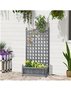 Outsunny Garden Planters with Trellis for Climbing Vines, Wood Raised Beds for Garden, Flower Pot, Indoor Outdoor, Grey 2