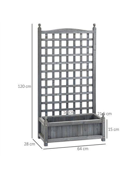 Outsunny Garden Planters with Trellis for Climbing Vines, Wood Raised Beds for Garden, Flower Pot, Indoor Outdoor, Grey - pic 186964 | FastDaddyshop