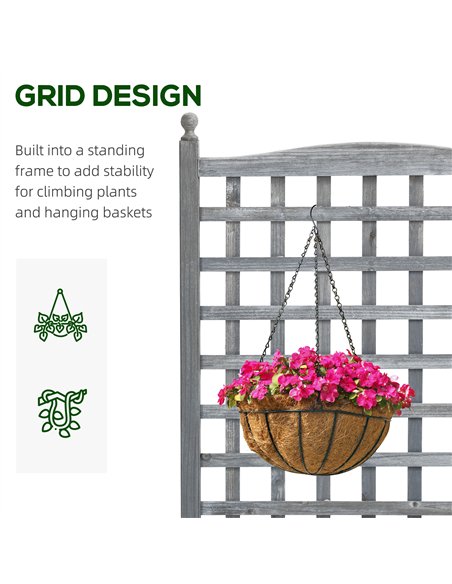 Outsunny Garden Planters with Trellis for Climbing Vines, Wood Raised Beds for Garden, Flower Pot, Indoor Outdoor, Grey - pic 186965 | FastDaddyshop