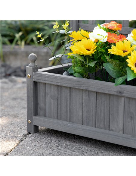 Outsunny Garden Planters with Trellis for Climbing Vines, Wood Raised Beds for Garden, Flower Pot, Indoor Outdoor, Grey - pic 186968 | FastDaddyshop