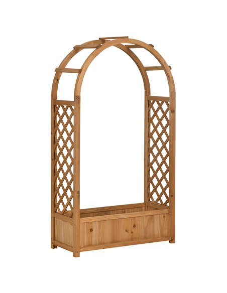Outsunny Raised Garden Bed with Arch Trellis, Freestanding Garden Planter Box for Vine Climbing Plant Flower Herb, Brown - pic 186971 | FastDaddyshop