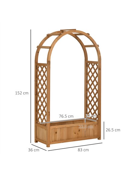 Outsunny Raised Garden Bed with Arch Trellis, Freestanding Garden Planter Box for Vine Climbing Plant Flower Herb, Brown - pic 186973 | FastDaddyshop