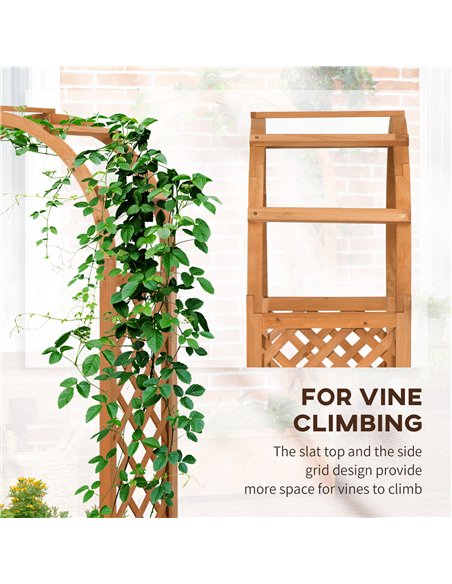 Outsunny Raised Garden Bed with Arch Trellis, Freestanding Garden Planter Box for Vine Climbing Plant Flower Herb, Brown - pic 186974 | FastDaddyshop