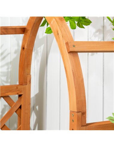 Outsunny Raised Garden Bed with Arch Trellis, Freestanding Garden Planter Box for Vine Climbing Plant Flower Herb, Brown