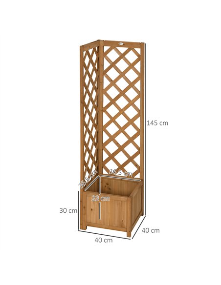 Outsunny Wooden Planter with Corner Trellis, Freestanding Raised Garden Bed with Drainage Bottom, Outdoor Planter Box, Brown - pic 186982 | FastDaddyshop