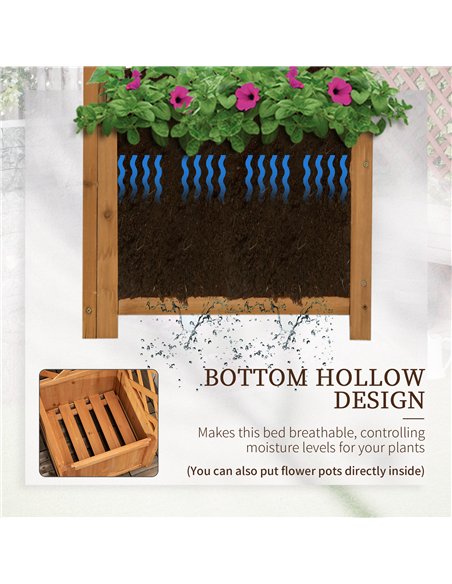 Outsunny Wooden Planter with Corner Trellis, Freestanding Raised Garden Bed with Drainage Bottom, Outdoor Planter Box, Brown - pic 186984 | FastDaddyshop