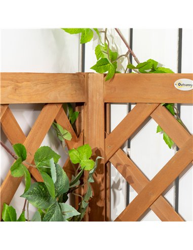 Outsunny Wooden Planter with Corner Trellis, Freestanding Raised Garden Bed with Drainage Bottom, Outdoor Planter Box, Brown