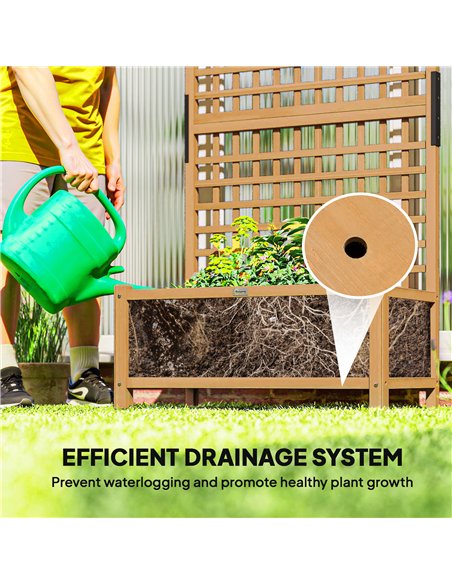 Outsunny Raised Bed with Drainage Holes, Wood Planter with Trellis for Climbing Plants to Grow Vegetables, Flowers, Yellow - pic 187002 | FastDaddyshop