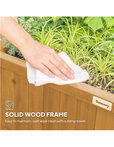 Outsunny Raised Bed with Drainage Holes, Wood Planter with Trellis for Climbing Plants to Grow Vegetables, Flowers, Yellow