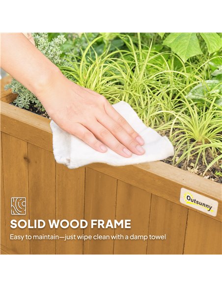 Outsunny Raised Bed with Drainage Holes, Wood Planter with Trellis for Climbing Plants to Grow Vegetables, Flowers, Yellow - pic 187003 | FastDaddyshop