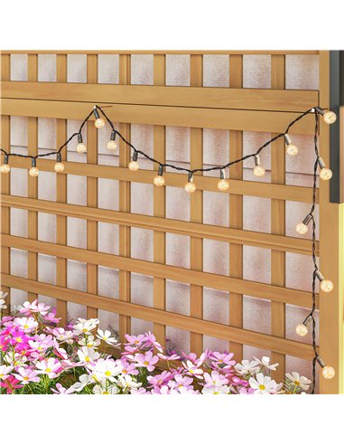 Outsunny Raised Bed with Drainage Holes, Wood Planter with Trellis for Climbing Plants to Grow Vegetables, Flowers, Yellow