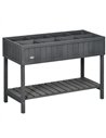 Outsunny Fir Wood Raised Rectangular 8 Compartment Plant Stand Dark Grey