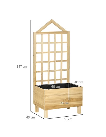 Outsunny Garden Planters with Trellis for Vine Climbing, Distressed Wooden Raised Beds, 90x43x150cm, Natural Tone - pic 187017 | FastDaddyshop