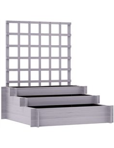 Outsunny 3 Tier Garden Planters with Trellis for Vine Climbing, Wooden Raised Beds, 95x95x110cm, Grey