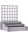 Outsunny 3 Tier Garden Planters with Trellis for Vine Climbing, Wooden Raised Beds, 95x95x110cm, Grey