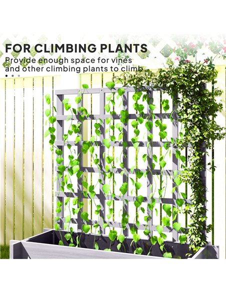 Outsunny 3 Tier Garden Planters with Trellis for Vine Climbing, Wooden Raised Beds, 95x95x110cm, Grey - pic 187027 | FastDaddyshop