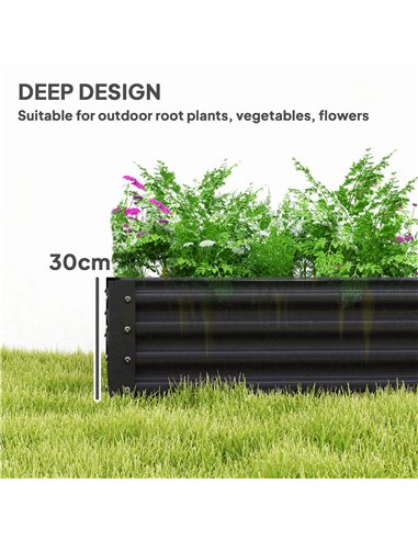 Outsunny 180 x 90cm Galvanised Steel Open Planter - 84H-211V00CG