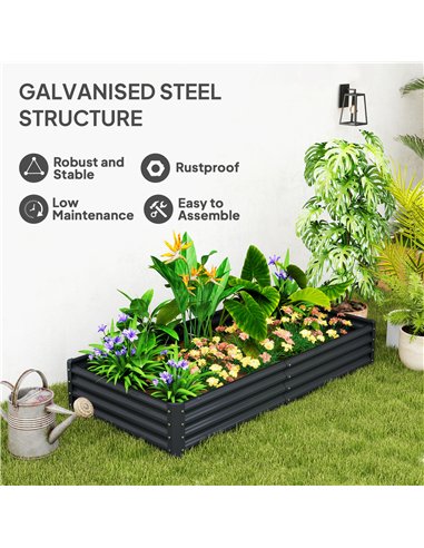 Outsunny 180 x 90cm Galvanised Steel Open Planter - 84H-211V00CG