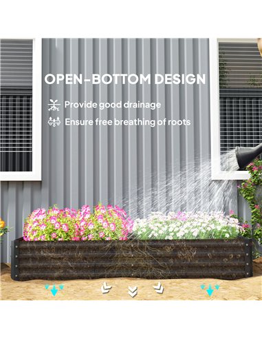 Outsunny 180 x 90cm Galvanised Steel Open Planter - 84H-211V00CG