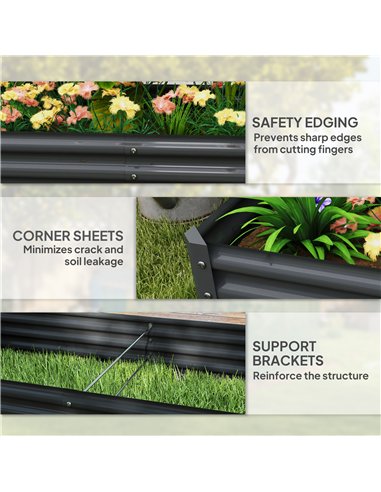 Outsunny 180 x 90cm Galvanised Steel Open Planter - 84H-211V00CG