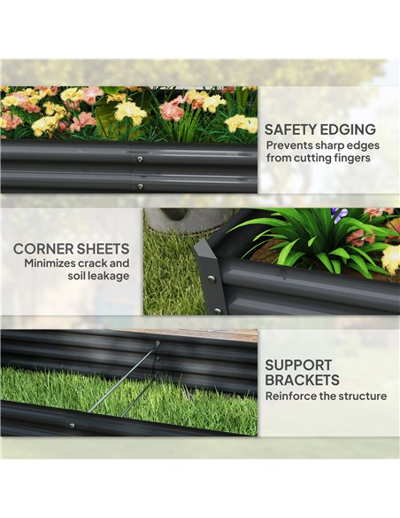 Outsunny 180 x 90cm Galvanised Steel Open Planter - 84H-211V00CG - pic 187039 | FastDaddyshop