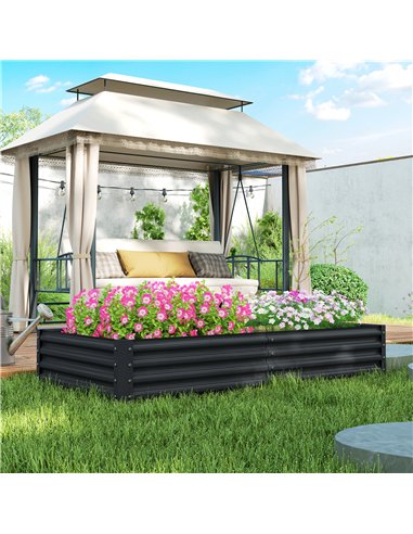 Outsunny 180 x 90cm Galvanised Steel Open Planter - 84H-211V00CG