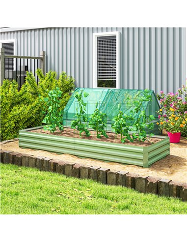 Outsunny Metal Raised Garden Bed Planter Box Outdoor Planters for Growing Flowers, Herbs, Green, Light Green
