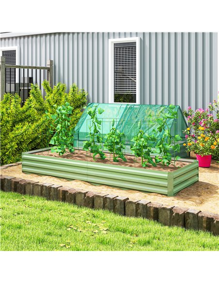Outsunny Metal Raised Garden Bed Planter Box Outdoor Planters for Growing Flowers, Herbs, Green, Light Green - pic 187043 | FastDaddyshop
