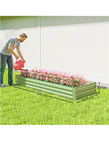 Outsunny Metal Raised Garden Bed Planter Box Outdoor Planters for Growing Flowers, Herbs, Green, Light Green