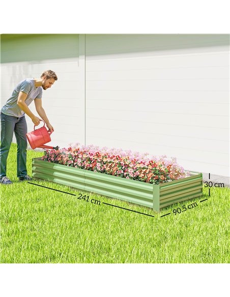 Outsunny Metal Raised Garden Bed Planter Box Outdoor Planters for Growing Flowers, Herbs, Green, Light Green - pic 187044 | FastDaddyshop