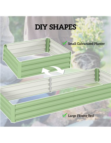 Outsunny Metal Raised Garden Bed Planter Box Outdoor Planters for Growing Flowers, Herbs, Green, Light Green