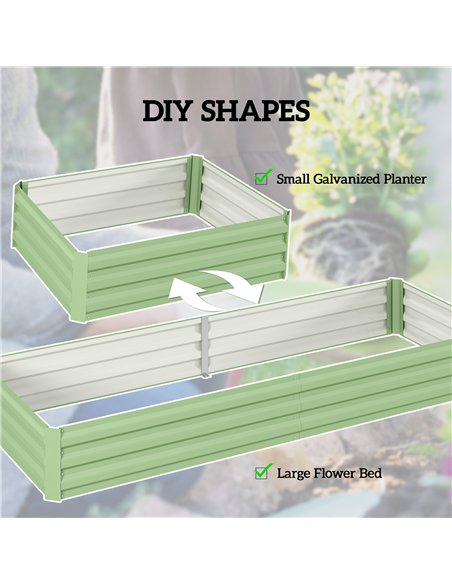 Outsunny Metal Raised Garden Bed Planter Box Outdoor Planters for Growing Flowers, Herbs, Green, Light Green - pic 187046 | FastDaddyshop
