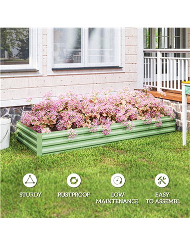 Outsunny Metal Raised Garden Bed Planter Box Outdoor Planters for Growing Flowers, Herbs, Green, Light Green