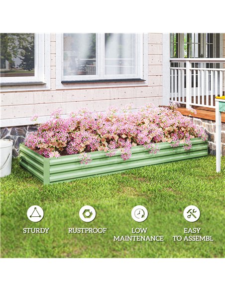 Outsunny Metal Raised Garden Bed Planter Box Outdoor Planters for Growing Flowers, Herbs, Green, Light Green - pic 187047 | FastDaddyshop