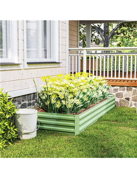Outsunny Metal Raised Garden Bed Planter Box Outdoor Planters for Growing Flowers, Herbs, Green, Light Green - pic 187049 | FastDaddyshop