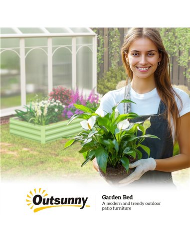 Outsunny Metal Raised Garden Bed Planter Box Outdoor Planters for Growing Flowers, Herbs, Green, Light Green