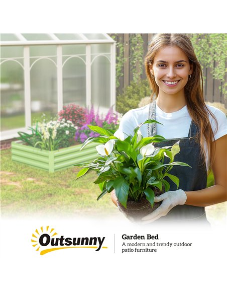 Outsunny Metal Raised Garden Bed Planter Box Outdoor Planters for Growing Flowers, Herbs, Green, Light Green - pic 187050 | FastDaddyshop