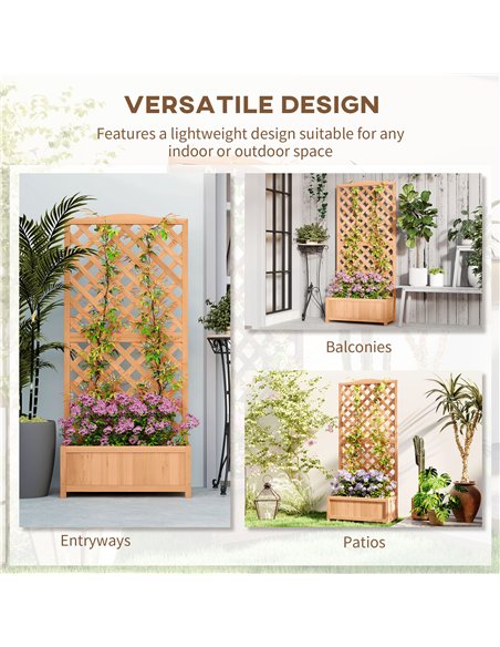 Outsunny Wooden Planter with Trellis, Freestanding Raised Bed for Garden with Lattice, Outdoor Planter Box for Climbing Plants,  - pic 187054 | FastDaddyshop