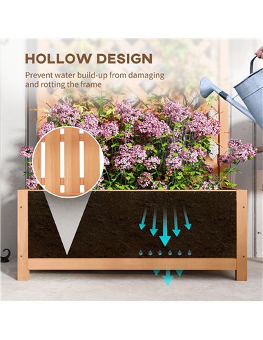 Outsunny Wooden Planter with Trellis, Freestanding Raised Bed for Garden with Lattice, Outdoor Planter Box for Climbing Plants, 