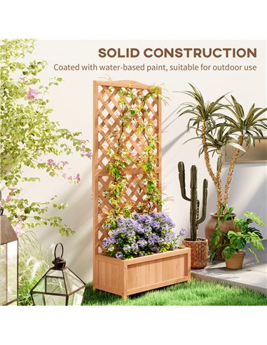 Outsunny Wooden Planter with Trellis, Freestanding Raised Bed for Garden with Lattice, Outdoor Planter Box for Climbing Plants, 