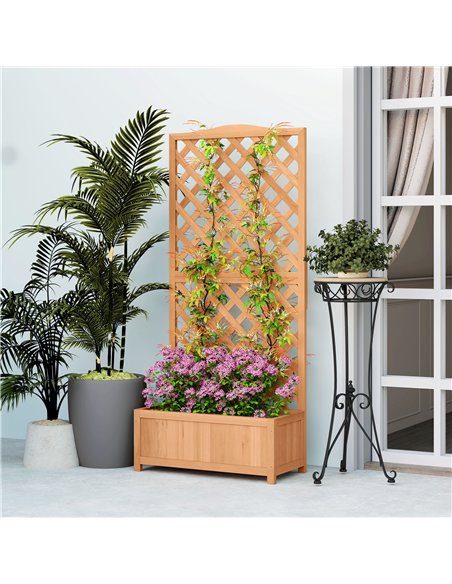 Outsunny Wooden Planter with Trellis, Freestanding Raised Bed for Garden with Lattice, Outdoor Planter Box for Climbing Plants,  - pic 187058 | FastDaddyshop