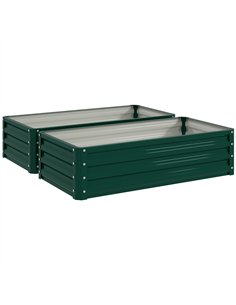 Outsunny Set of 2 Raised Beds for Garden, Galvanised Outdoor Planters for Herbs Vegetables, Use for Patio Balcony, Green