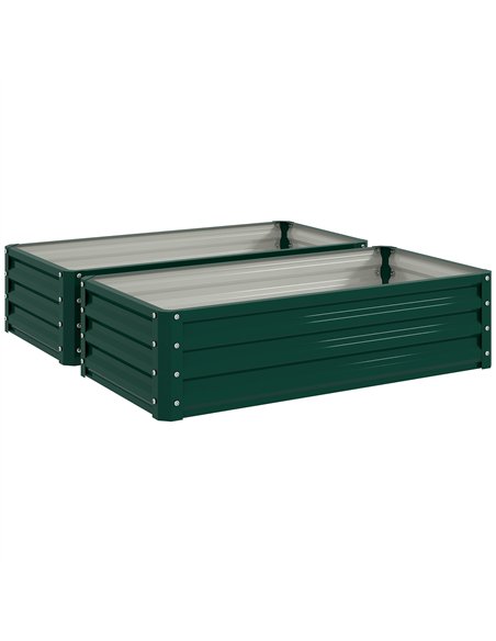 Outsunny Set of 2 Raised Beds for Garden, Galvanised Outdoor Planters for Herbs Vegetables, Use for Patio Balcony, Green - pic 187060 | FastDaddyshop