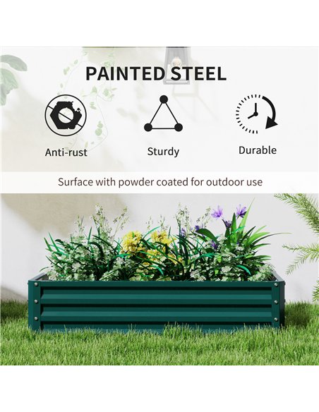 Outsunny Set of 2 Raised Beds for Garden, Galvanised Outdoor Planters for Herbs Vegetables, Use for Patio Balcony, Green - pic 187063 | FastDaddyshop