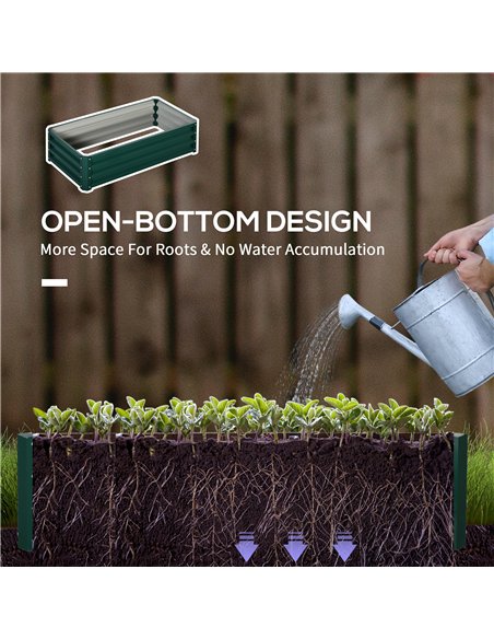 Outsunny Set of 2 Raised Beds for Garden, Galvanised Outdoor Planters for Herbs Vegetables, Use for Patio Balcony, Green - pic 187064 | FastDaddyshop