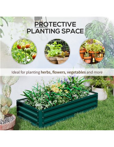 Outsunny Set of 2 Raised Beds for Garden, Galvanised Outdoor Planters for Herbs Vegetables, Use for Patio Balcony, Green