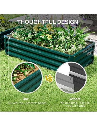 Outsunny Set of 2 Raised Beds for Garden, Galvanised Outdoor Planters for Herbs Vegetables, Use for Patio Balcony, Green