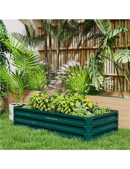 Outsunny Set of 2 Raised Beds for Garden, Galvanised Outdoor Planters for Herbs Vegetables, Use for Patio Balcony, Green - pic 187067 | FastDaddyshop